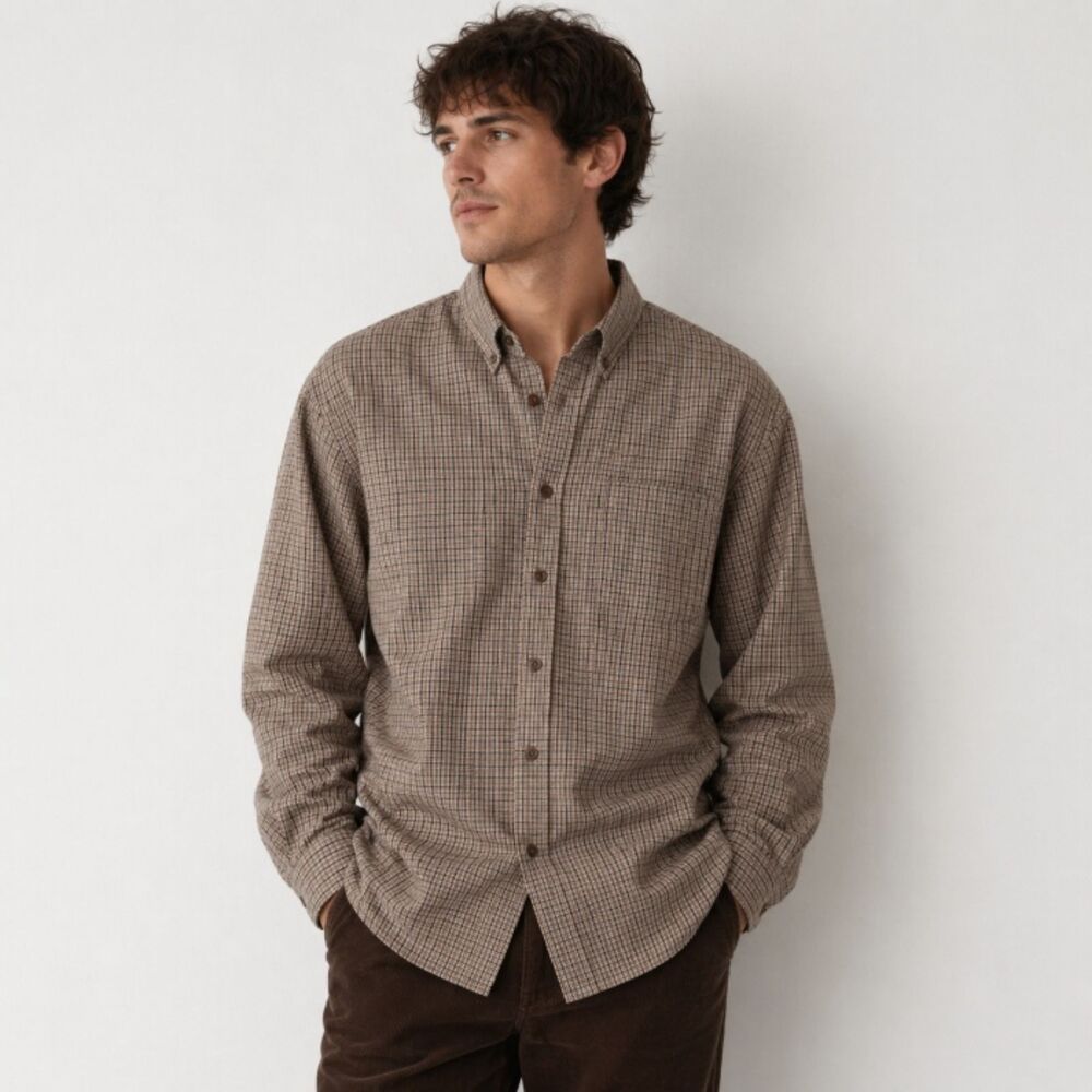 Arrow Men Dress Shirt 17 17.5 XL Plaid Tattersall Check
